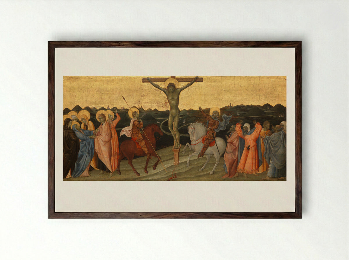 The Crucifixion - Giovanni di Paolo di Grazia - Framed Print Dark Wood