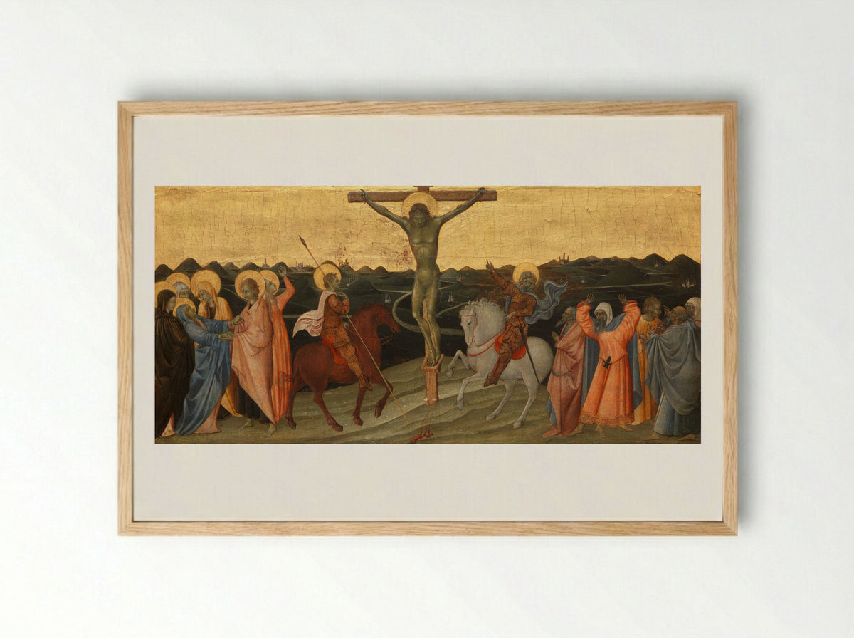 The Crucifixion - Giovanni di Paolo di Grazia - Framed Print Wood