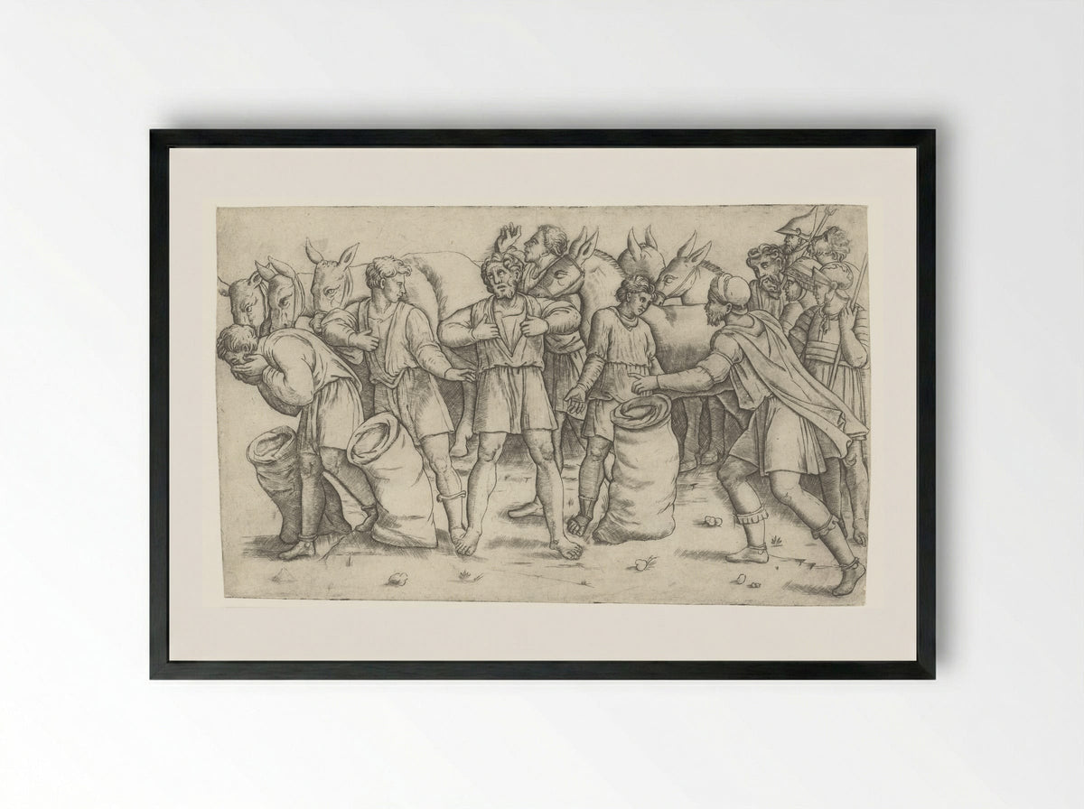 The Cup of Joseph Found in Benjamin's Sack - Giovanni Antonio da Brescia - Framed Print Black