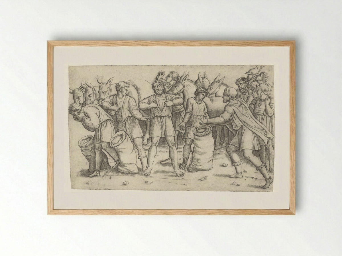 The Cup of Joseph Found in Benjamin's Sack - Giovanni Antonio da Brescia - Framed Print Wood