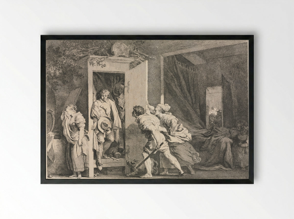 The Cupboard - Jean-Honoré Fragonard - Framed Print Black