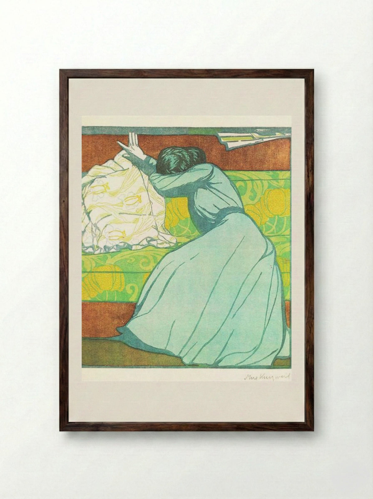The Cushion - Max Kurzweil - Framed Print Dark Wood