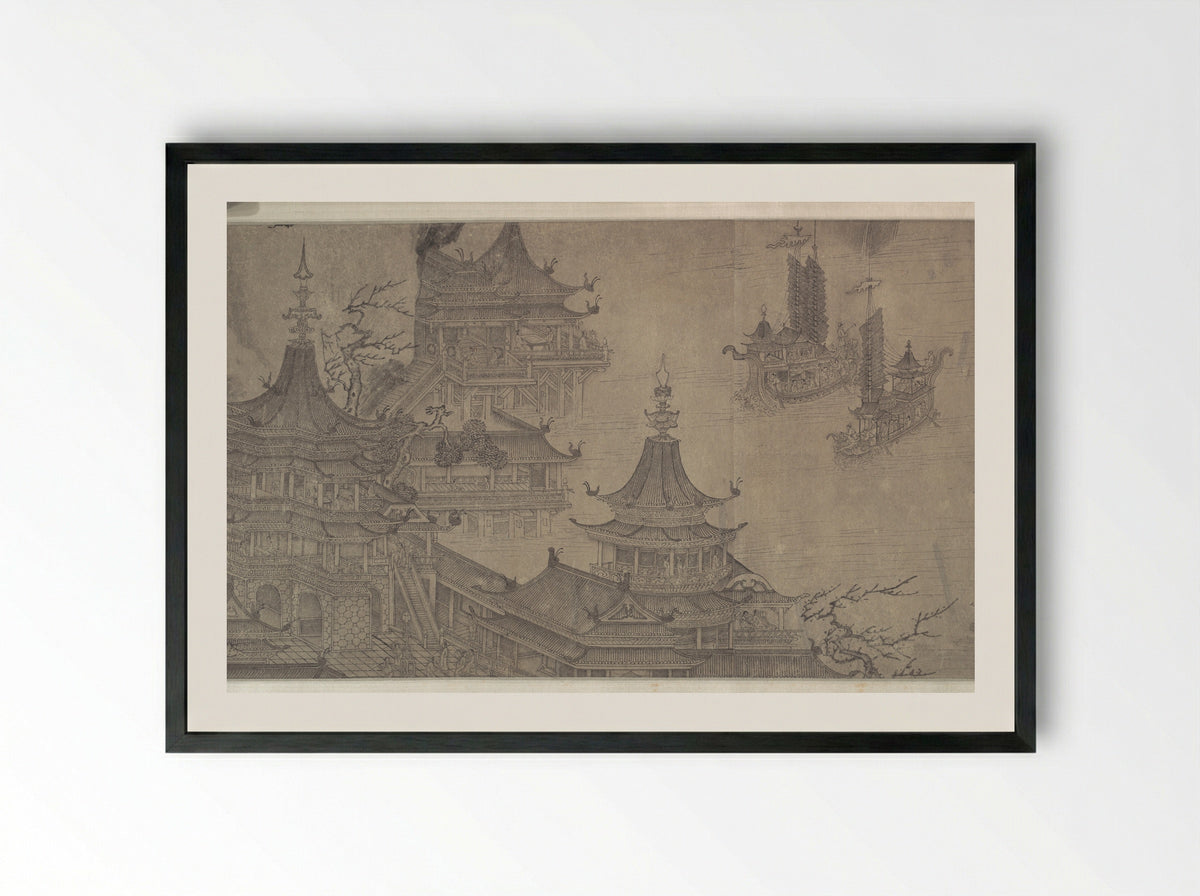 The Daming Palace - Wang Zhenpeng - Framed Print Black