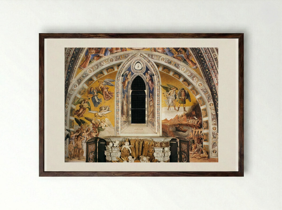 The Damned Cast into Hell - Luca Signorelli - Framed Print Dark Wood