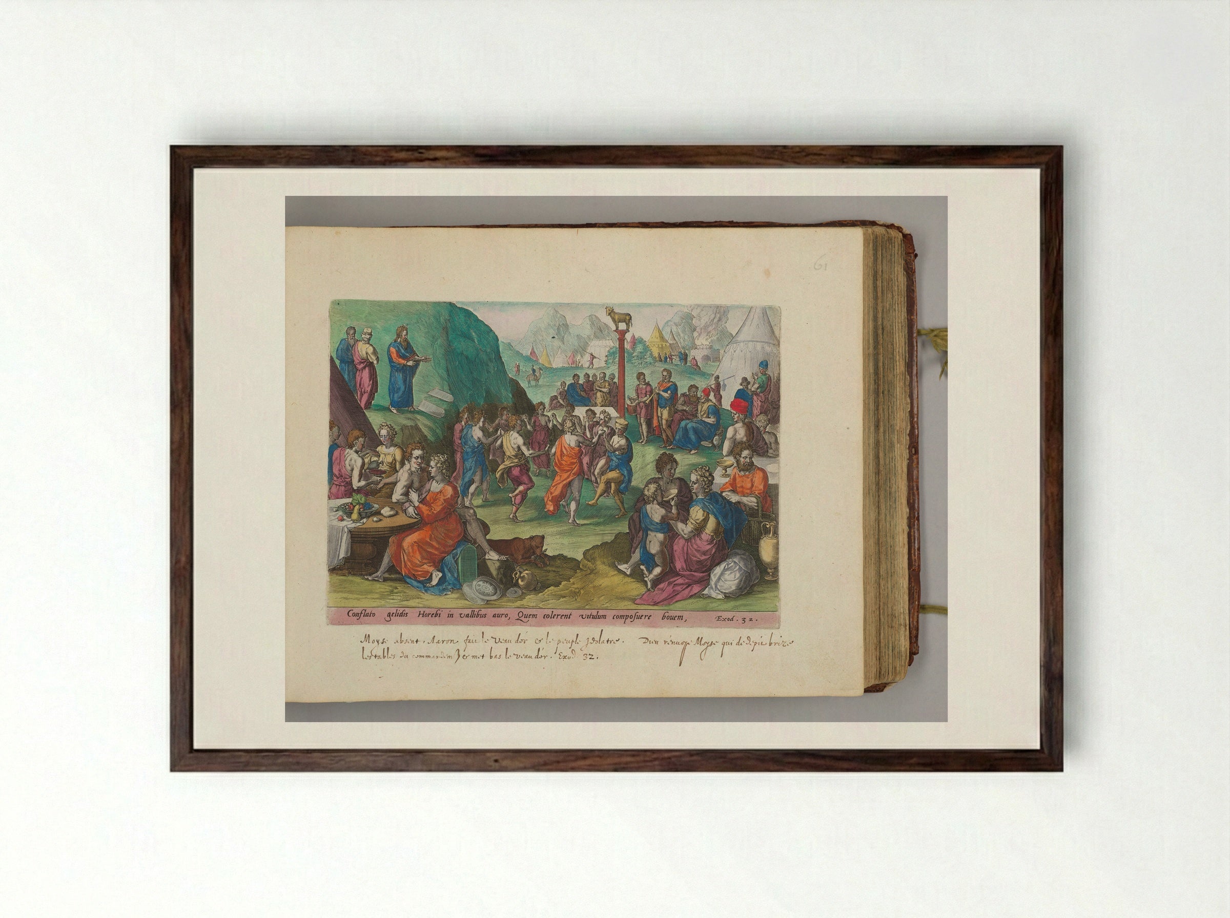The Dance Around the Golden Calf - Johann Sadeler I - Framed Print Dark Wood