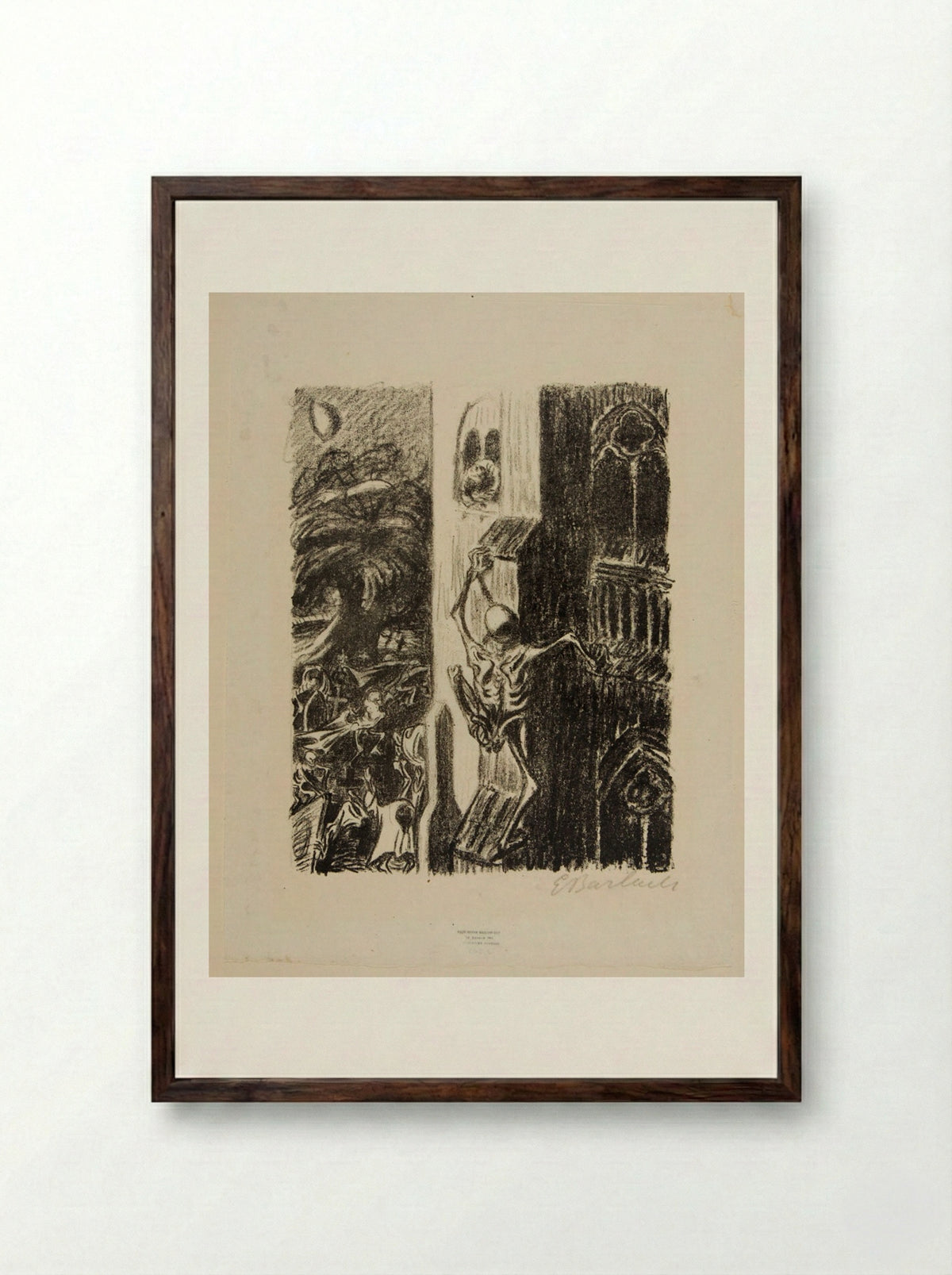 The Dance of the Dead 3: Deathly Pursuer - Ernst Barlach - Framed Print Dark Wood