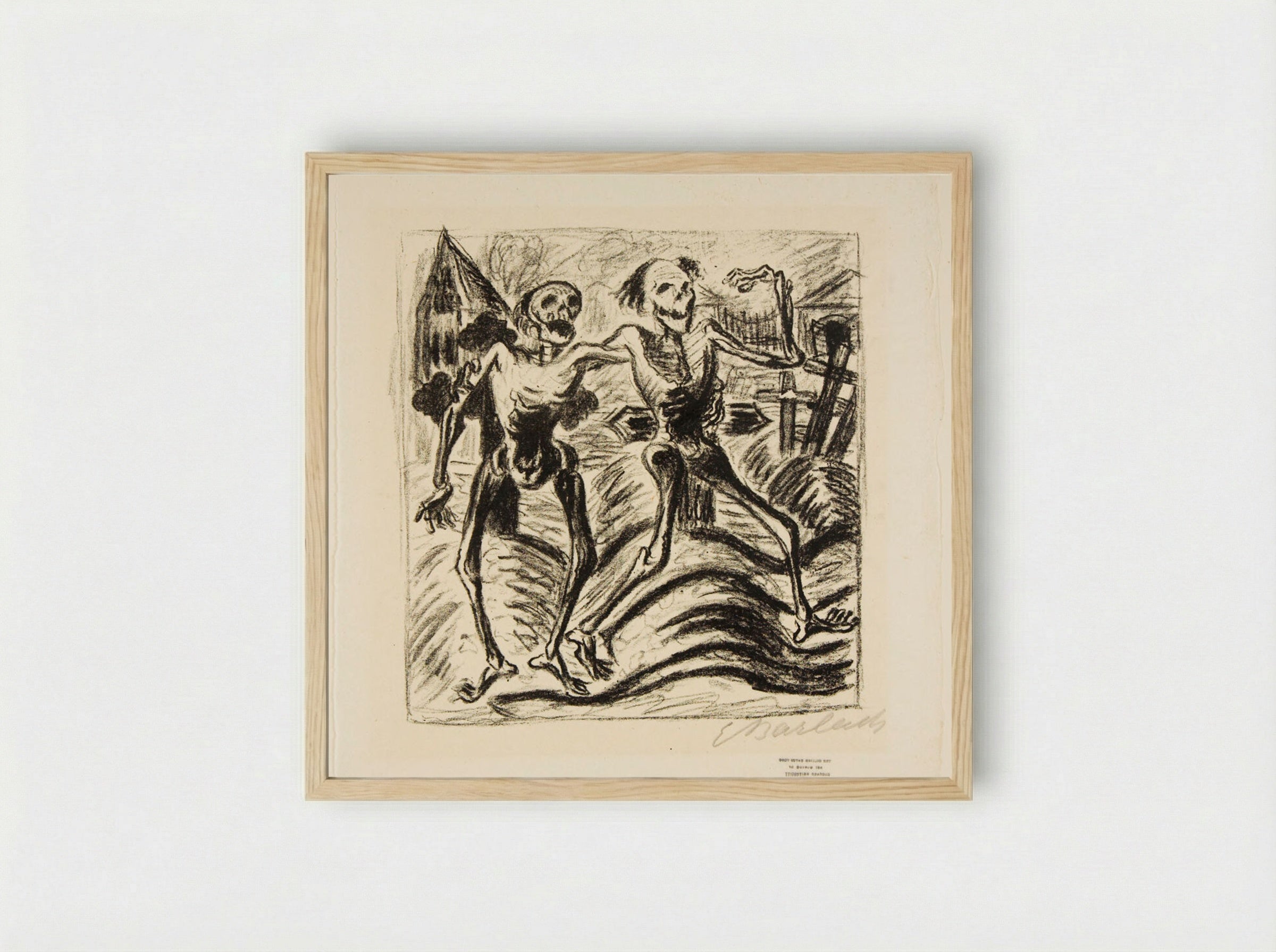 The Dance of the Dead 4: Two Walking Skeletons - Ernst Barlach - Framed Print Wood