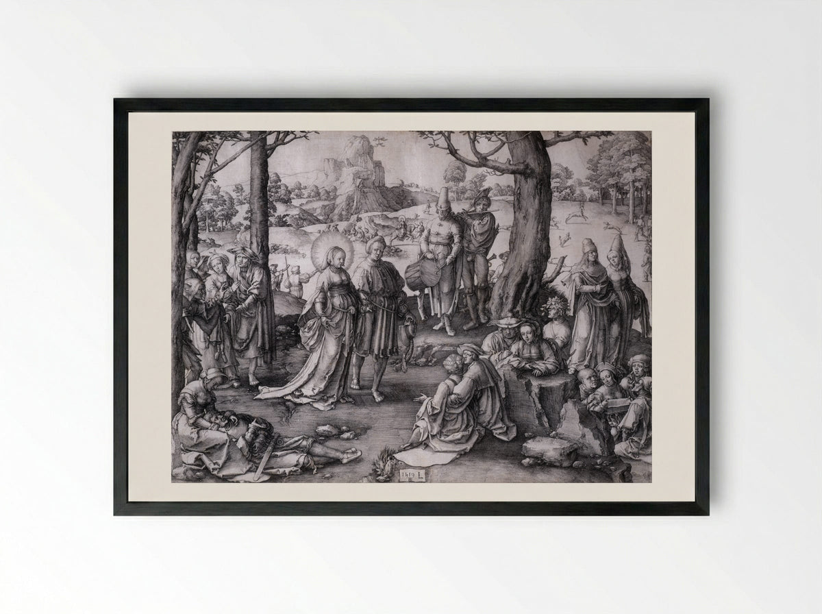 The Dance of the Magdalen - Lucas van Leyden - Framed Print Black