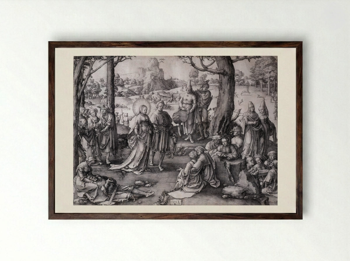 The Dance of the Magdalen - Lucas van Leyden - Framed Print Dark Wood