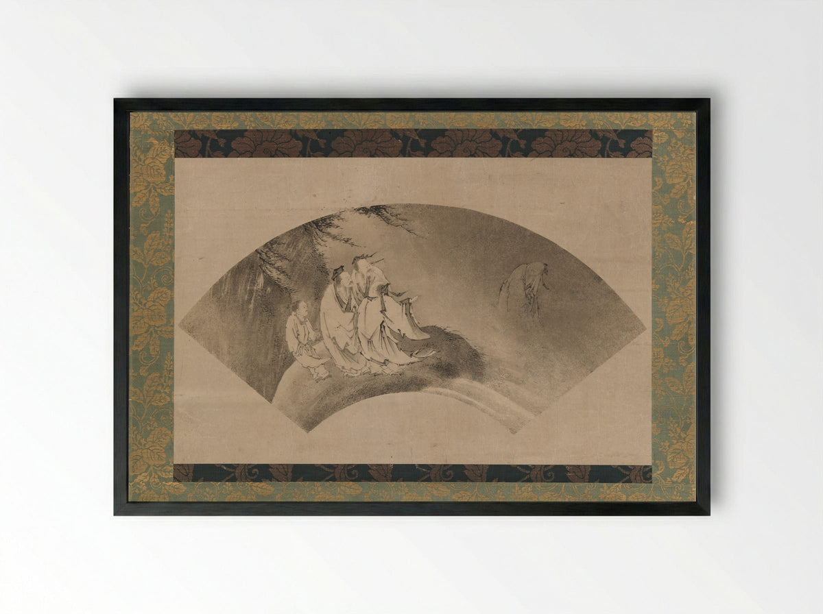 The Daoist Immortal Liezi Flying on a Cloud - Kano Yukinobu - Framed Print Black