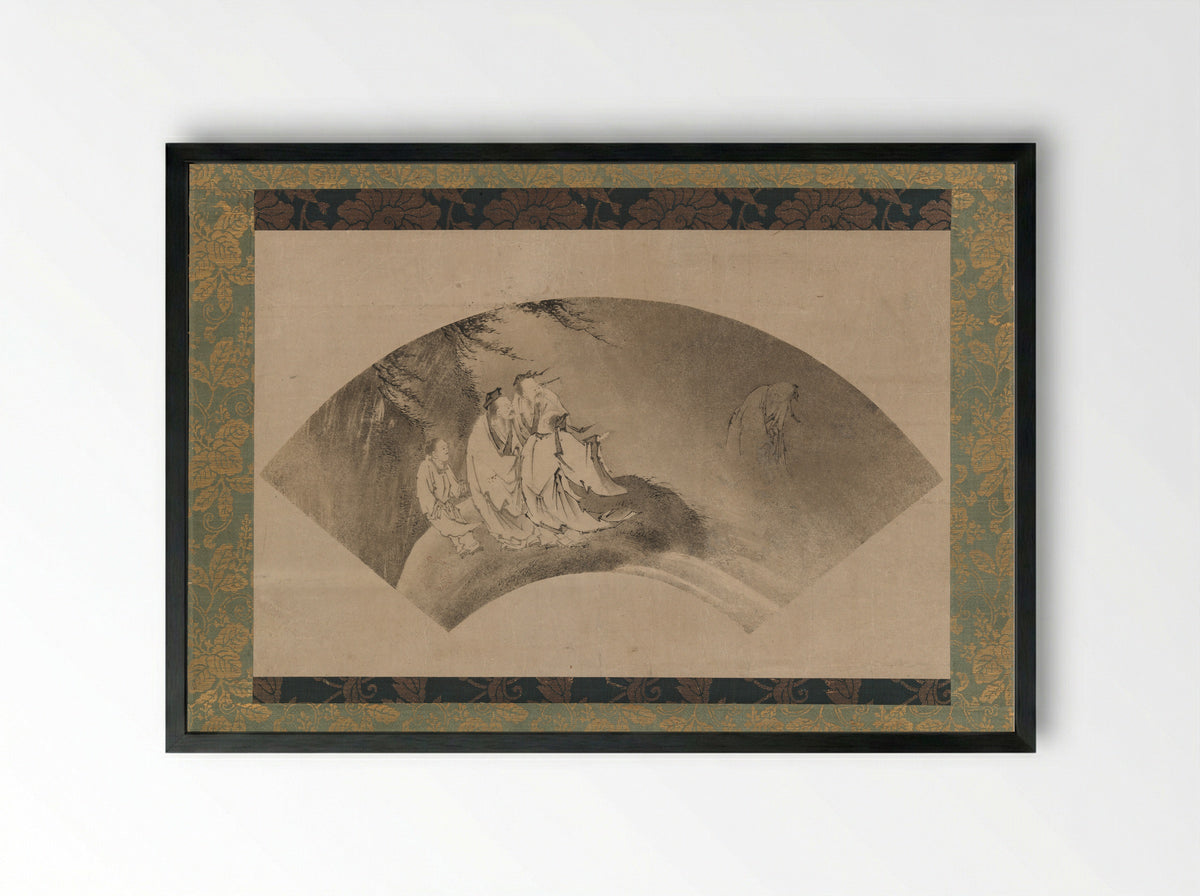 The Daoist Immortal Liezi Flying on a Cloud - Kano Yukinobu - Framed Print Black