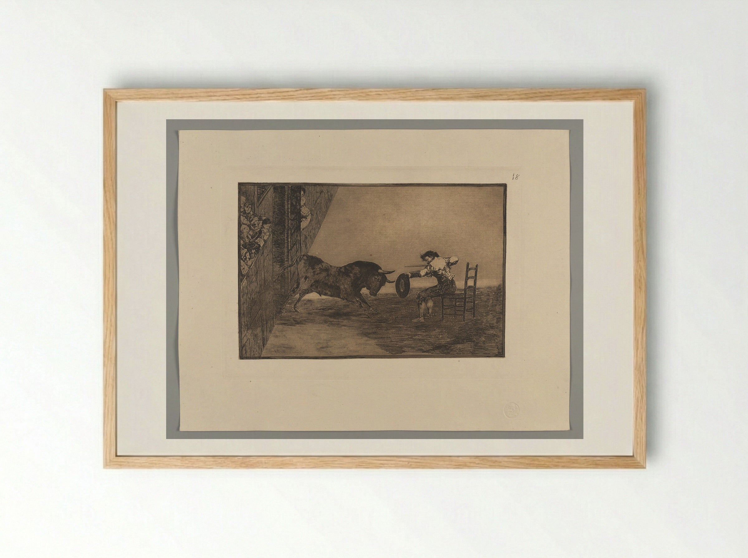 The Daring of Martincho in the Ring at Saragossa - Francisco José de Goya y Lucientes - Framed Print Wood