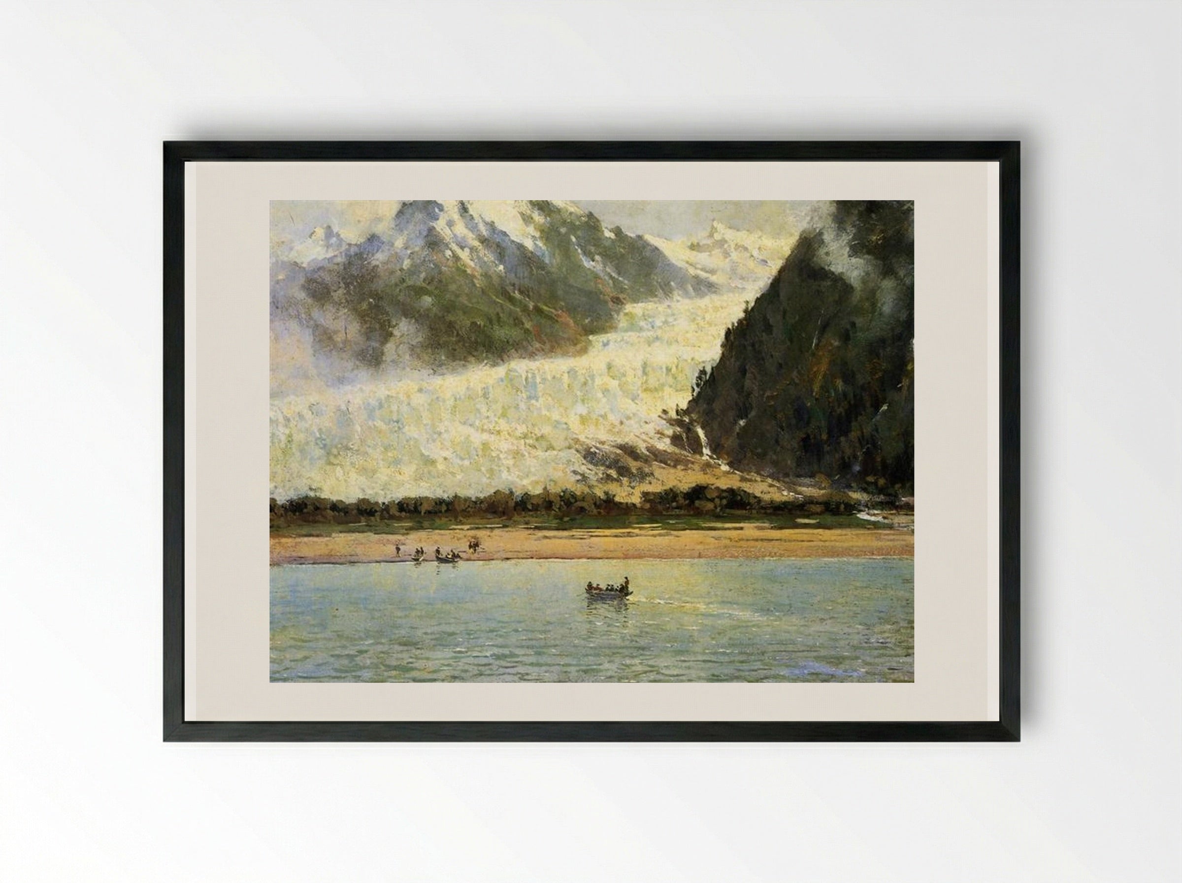 The Davidson Glacier - Thomas Hill - Framed Print Black