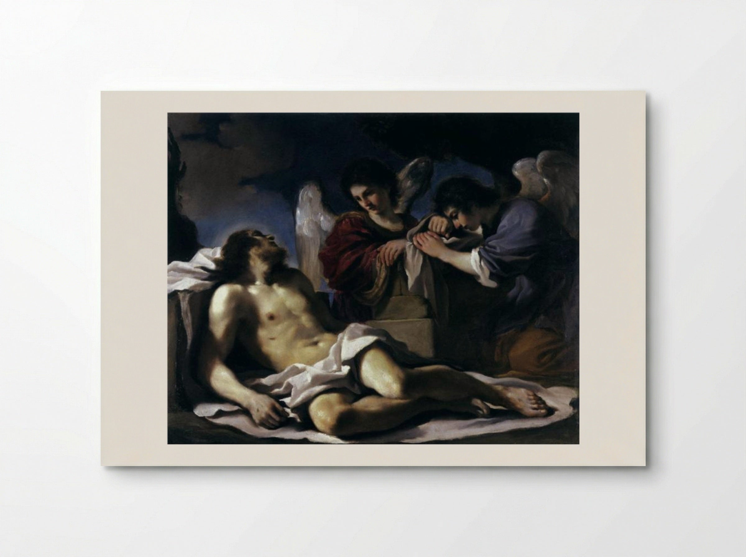The Dead Christ Mourned by Two Angels - Guercino - Poster
