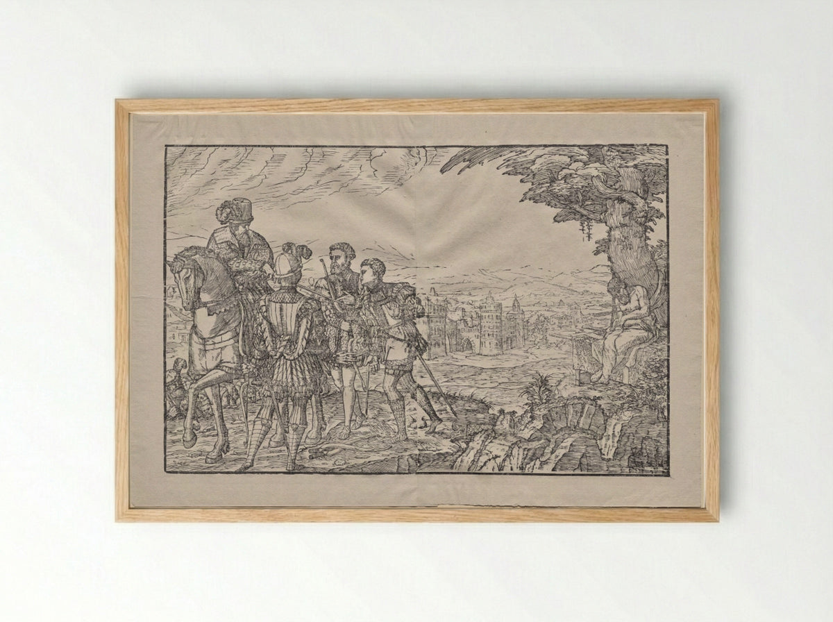 The Dead Father and His Three Sons - Melchior Lorck - Framed Print Wood