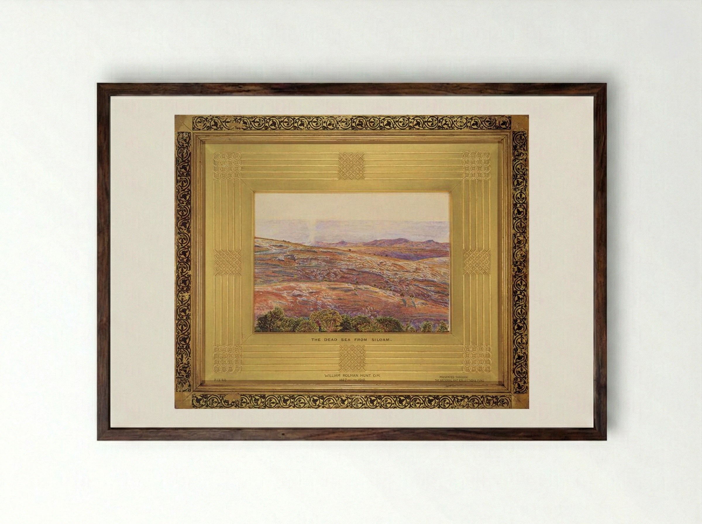The Dead Sea from Siloam - William Holman Hunt - Framed Print Dark Wood