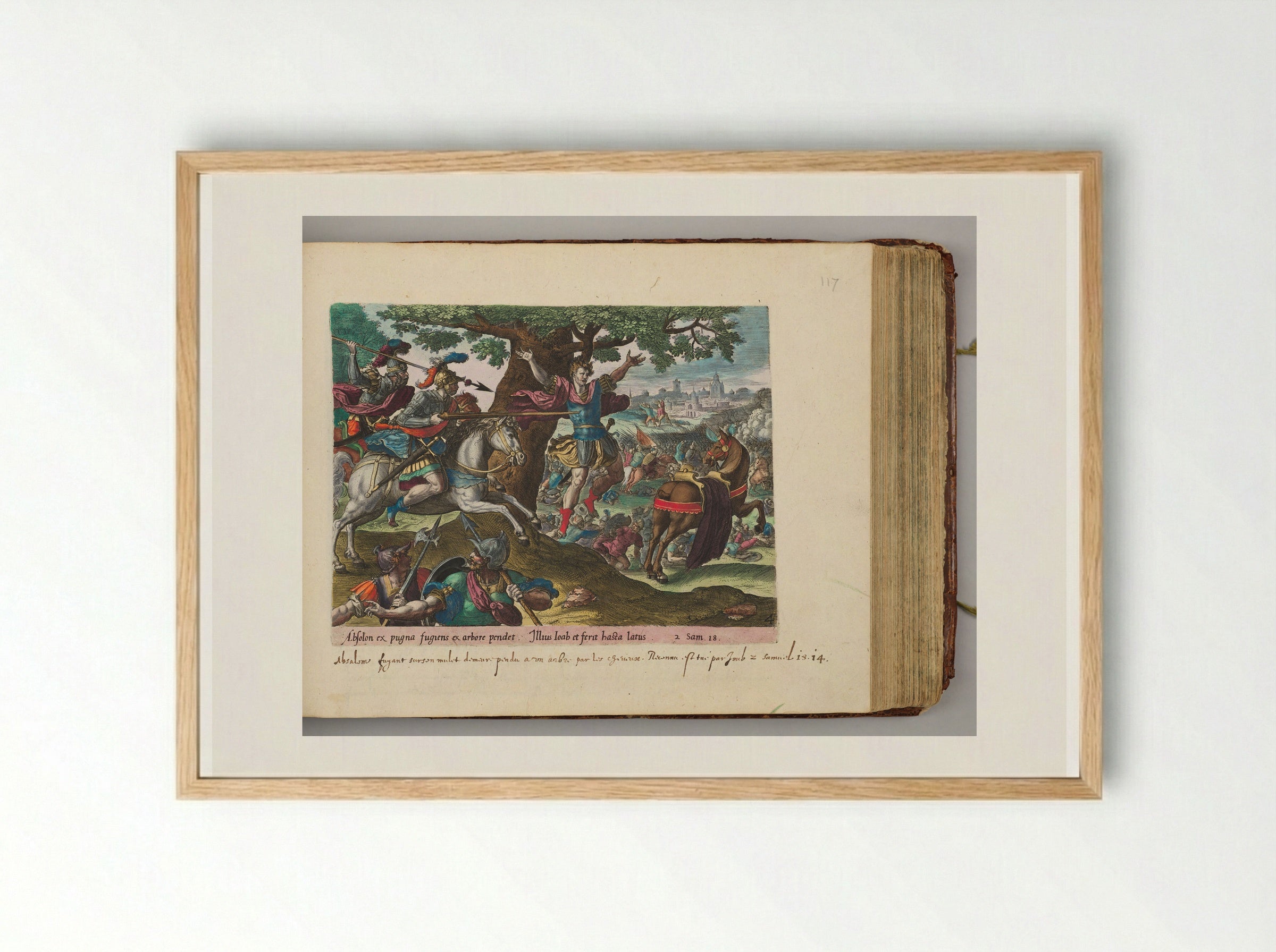 The Death of Absalom - Johannes Wierix - Framed Print Wood
