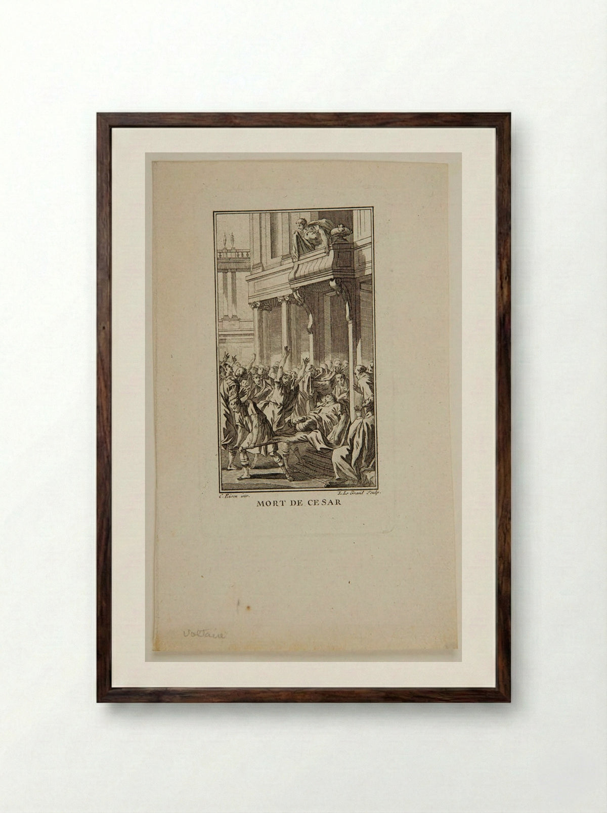 The Death of Caesar - Louis Legrand - Framed Print Dark Wood