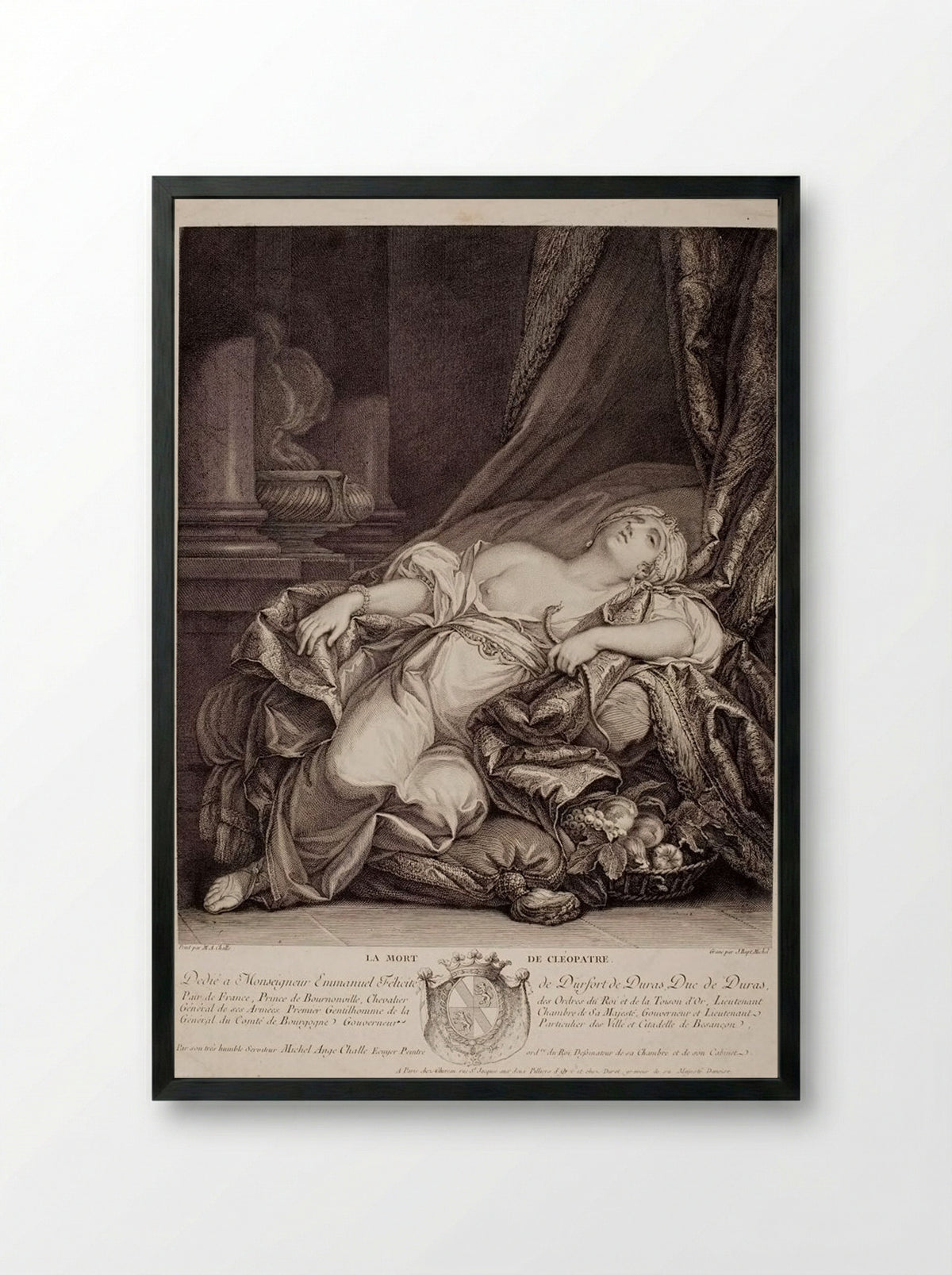 The Death of Cleopatra - Jean Baptiste Michel - Framed Print Black