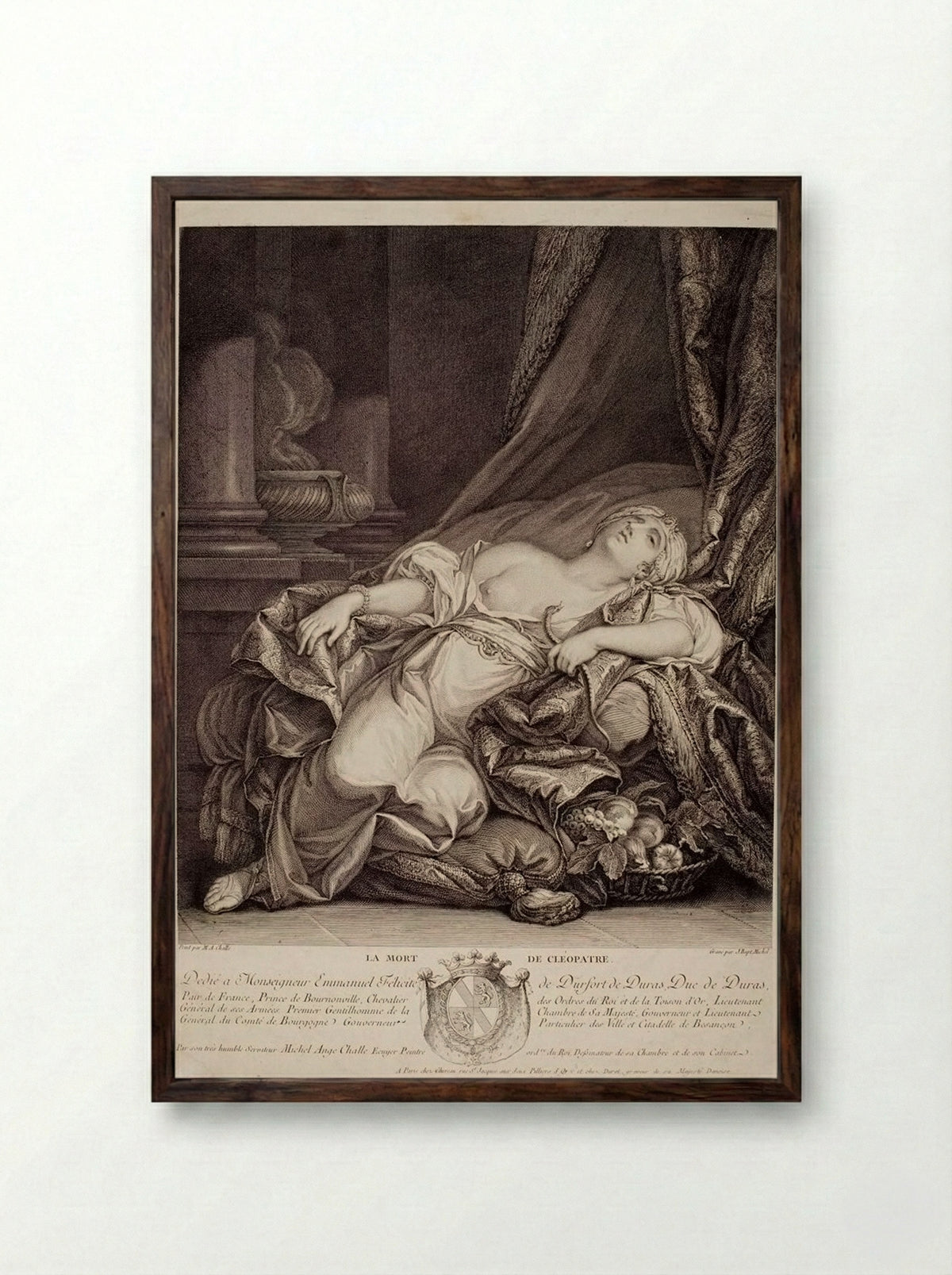 The Death of Cleopatra - Jean Baptiste Michel - Framed Print Dark Wood