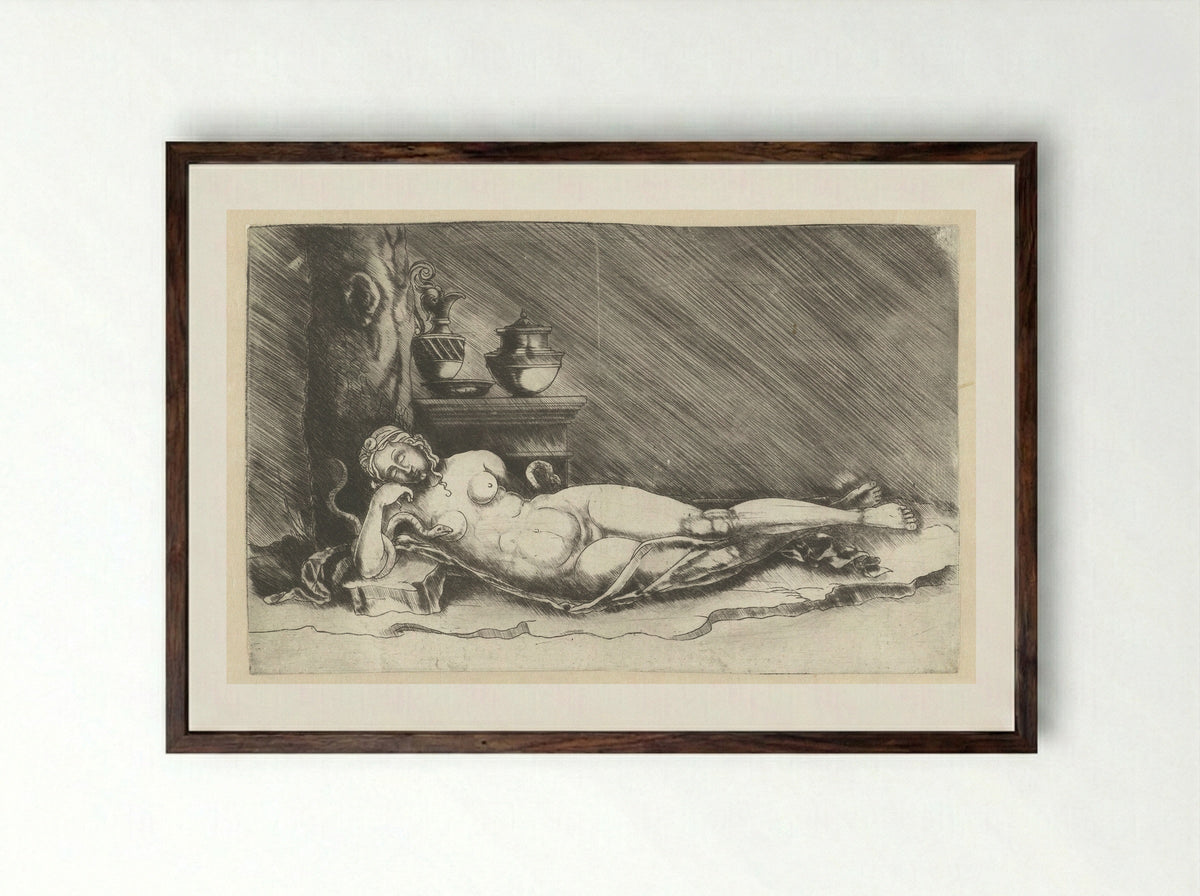 The Death of Cleopatra - Meester van 1515 - Framed Print Dark Wood