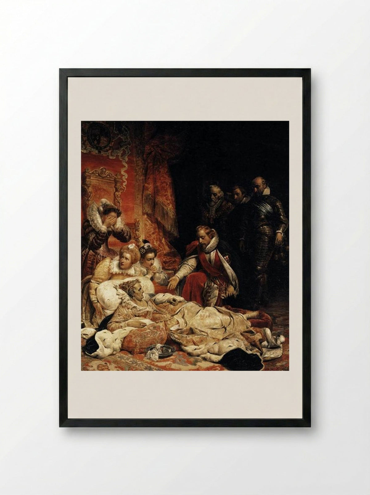 The Death of Elizabeth I, Queen of England - Paul Delaroche - Framed Print Black