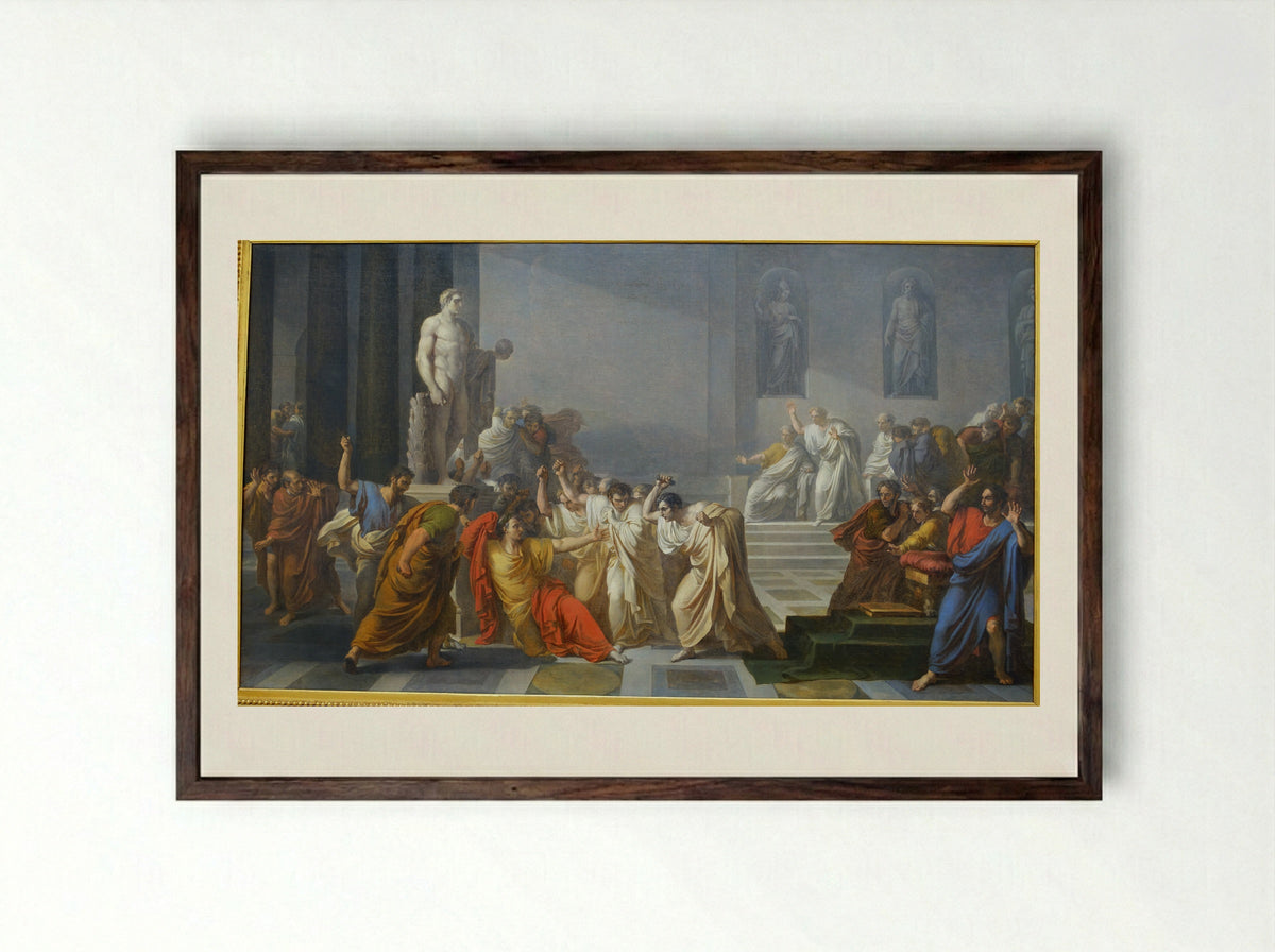 The Death of Julius Caesar - Vincenzo Camuccini - Framed Print Dark Wood