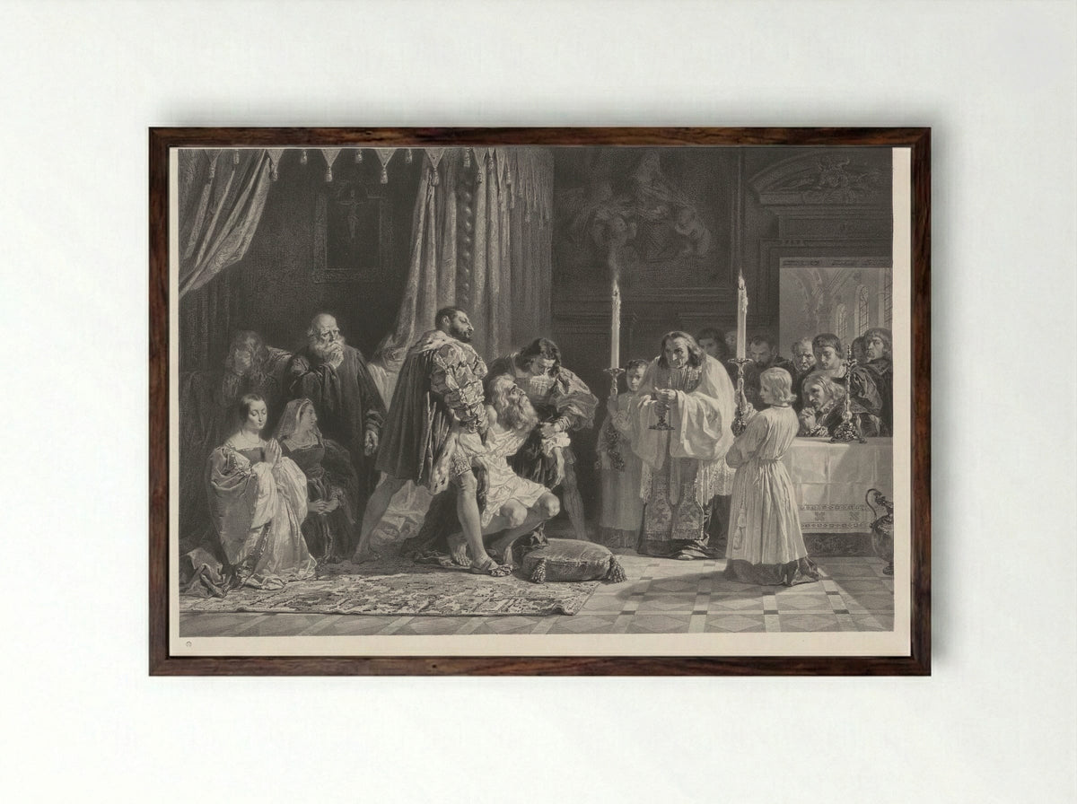 The Death of Leonardo da Vinci - Lemercier & Cie. - Framed Print Dark Wood