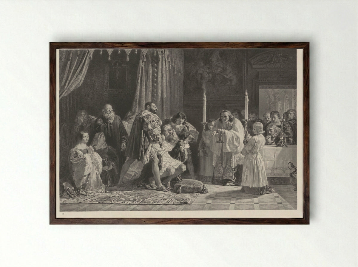 The Death of Leonardo da Vinci - Lemercier & Cie. - Framed Print Dark Wood