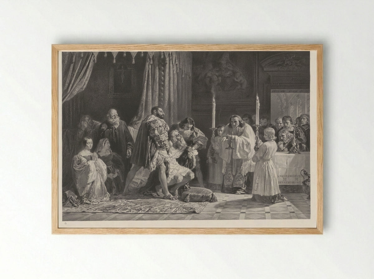 The Death of Leonardo da Vinci - Lemercier & Cie. - Framed Print Wood