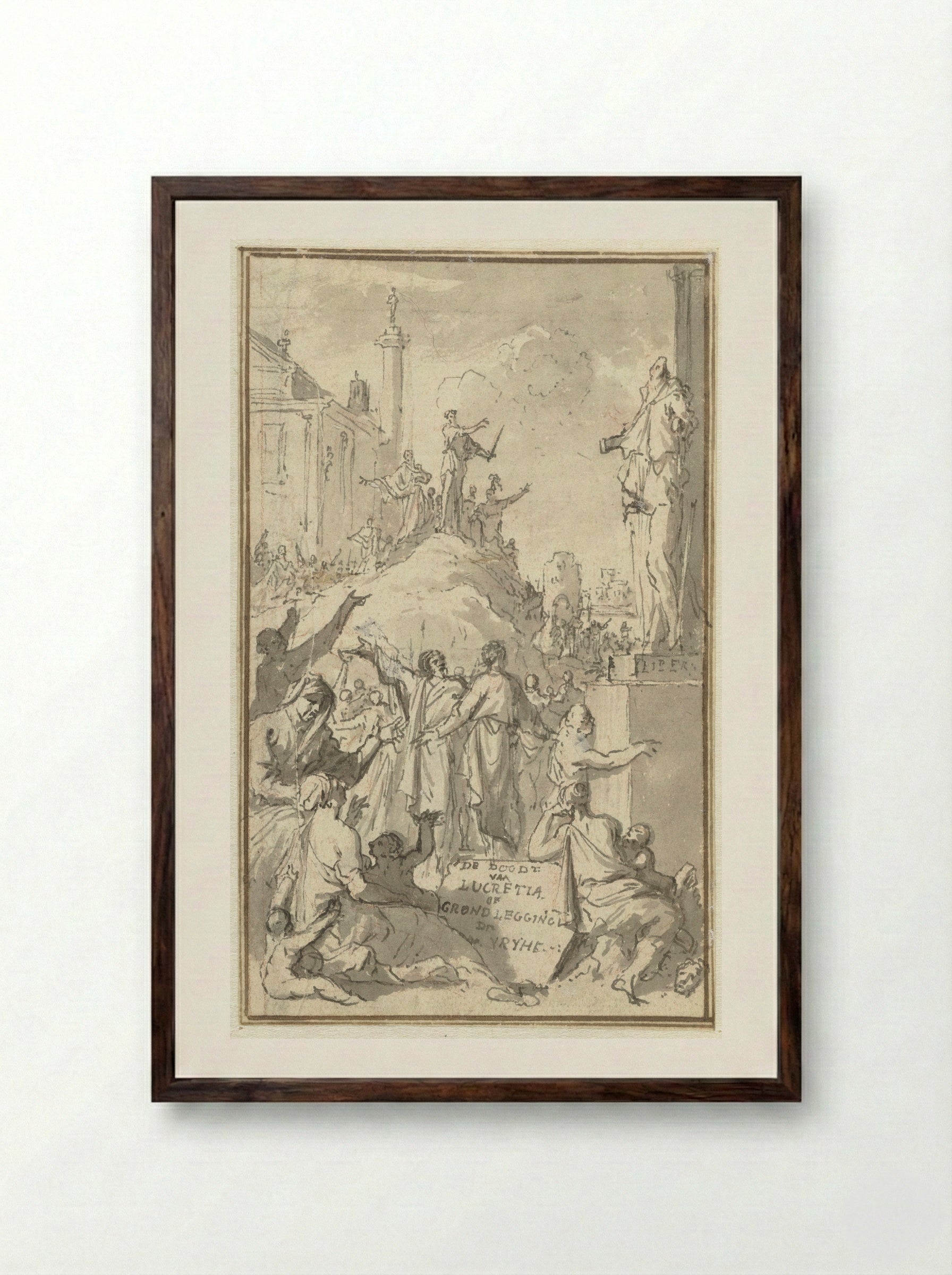 The Death of Lucretia or the Foundation of Liberty - Jan Goeree - Framed Print Dark Wood