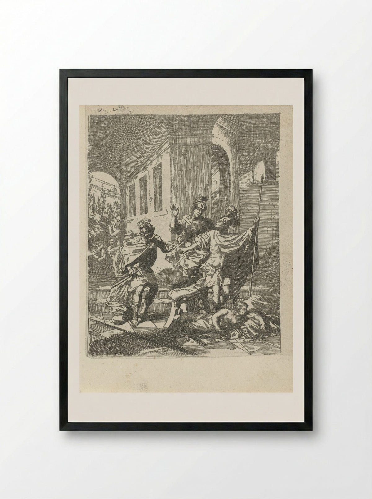 The Death of Lucretia - Arnold Houbraken - Framed Print Black
