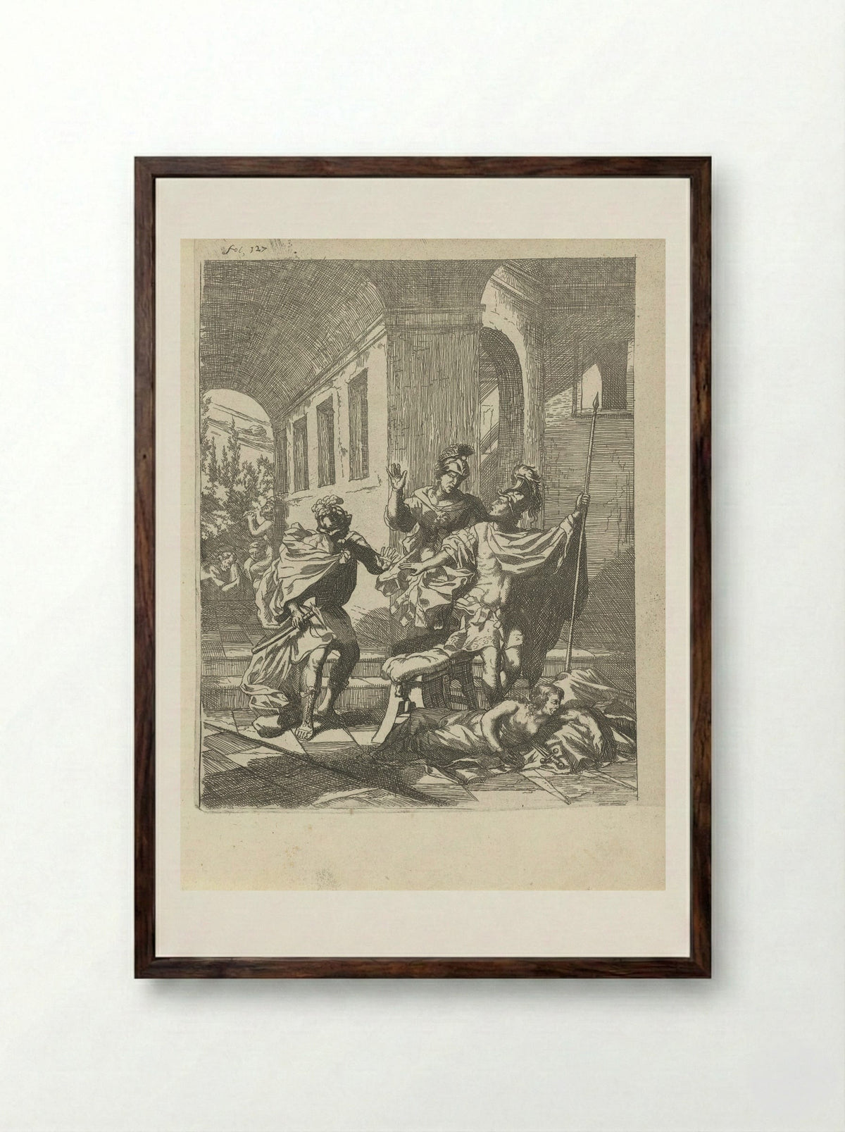 The Death of Lucretia - Arnold Houbraken - Framed Print Dark Wood