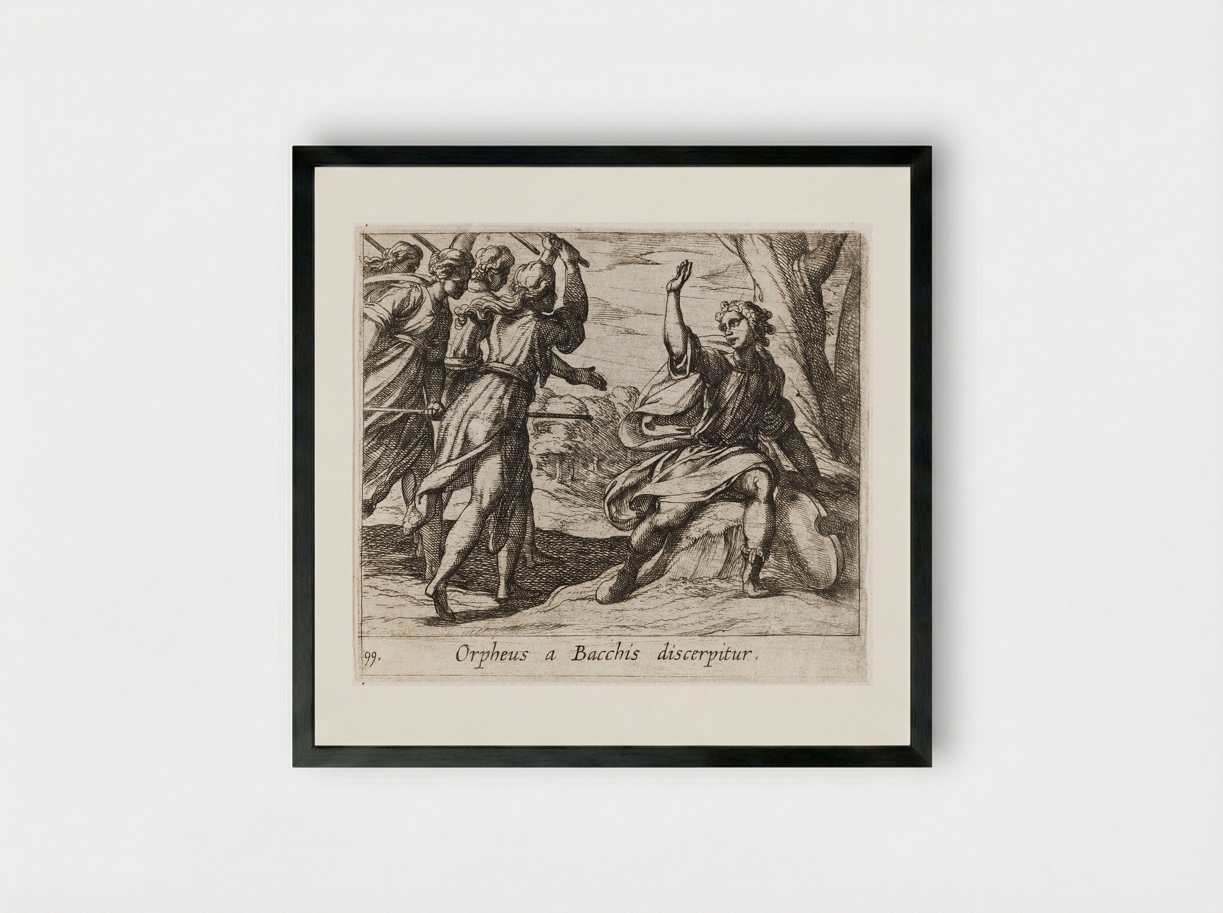 The Death of Orpheus - Antonio Tempesta - Framed Print Black