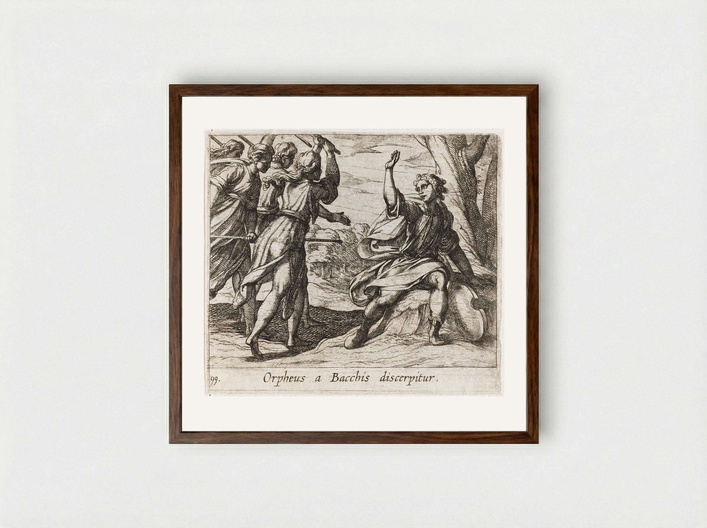 The Death of Orpheus - Antonio Tempesta - Framed Print Dark Wood