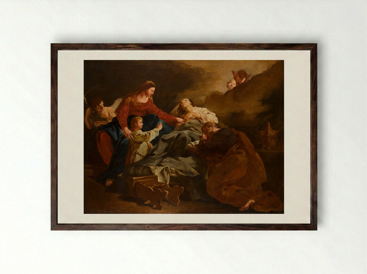 The Death of Saint Anne - Giulia Lama - Framed Print Dark Wood