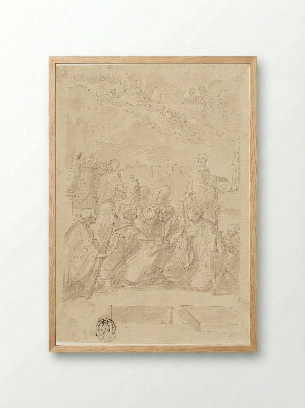 The Death of Saint Benedict - Domenico Maria Canuti - Framed Print Wood