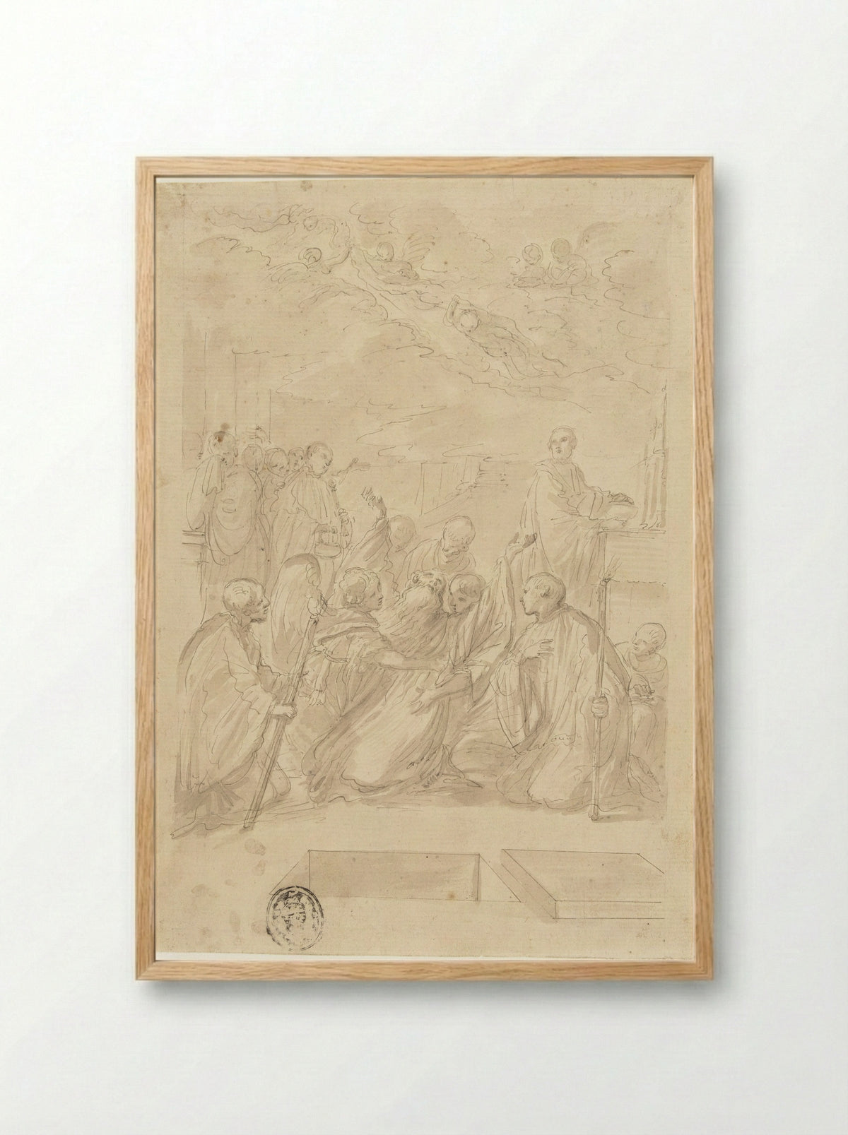 The Death of Saint Benedict - Domenico Maria Canuti - Framed Print Wood