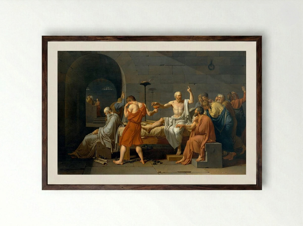 The Death of Socrates - Jacques-Louis David - Framed Print Dark Wood