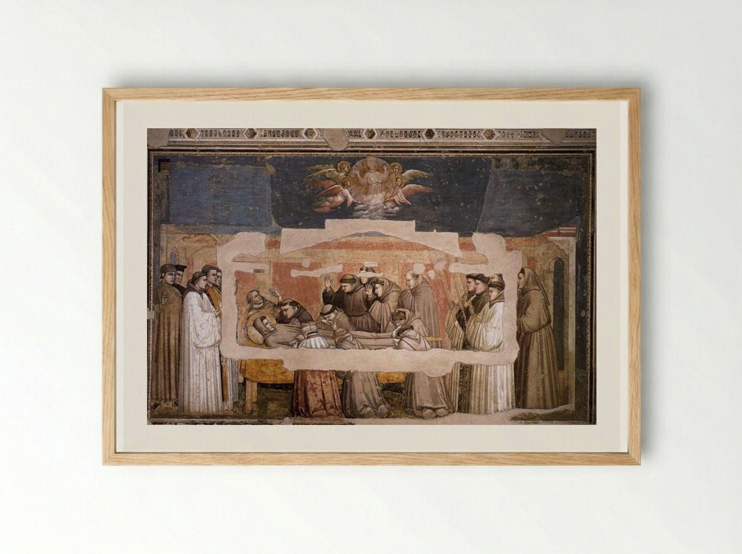 The Death of St. Francis - Giotto di Bondone - Framed Print Wood