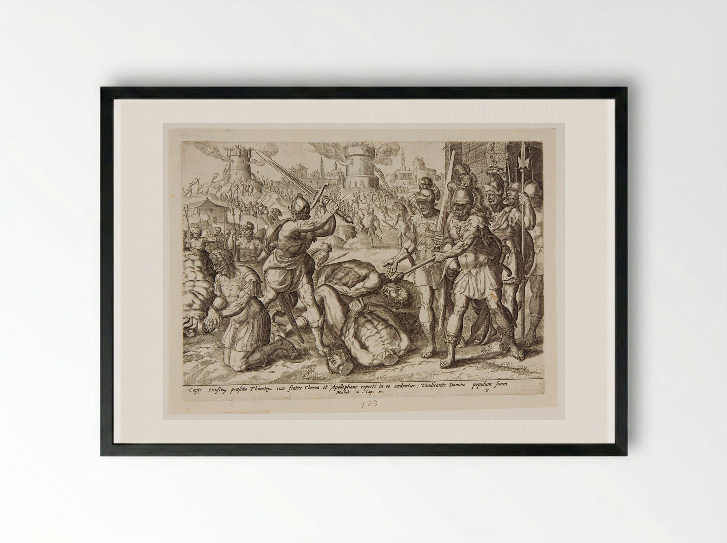 The Death of Timotheus, Chæreas and Apollophanes - Johannes Wierix - Framed Print Black