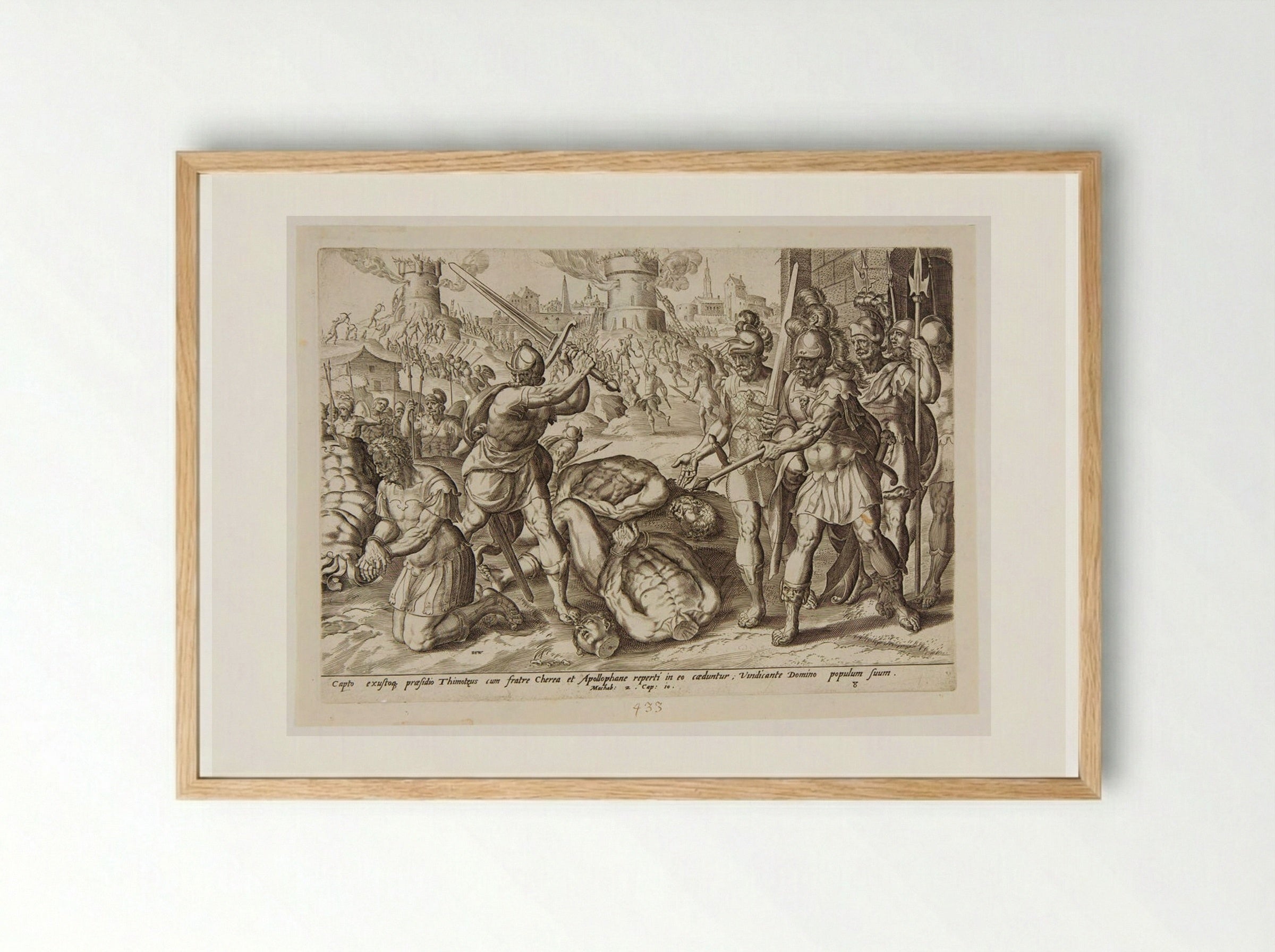The Death of Timotheus, Chæreas and Apollophanes - Johannes Wierix - Framed Print Wood