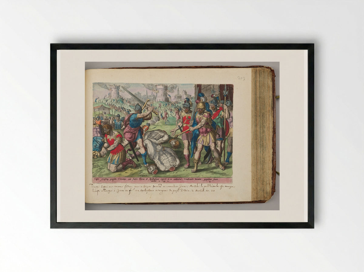 The Death of Timotheus, Chaereas, and Apollophanes - Johannes Wierix - Framed Print Black