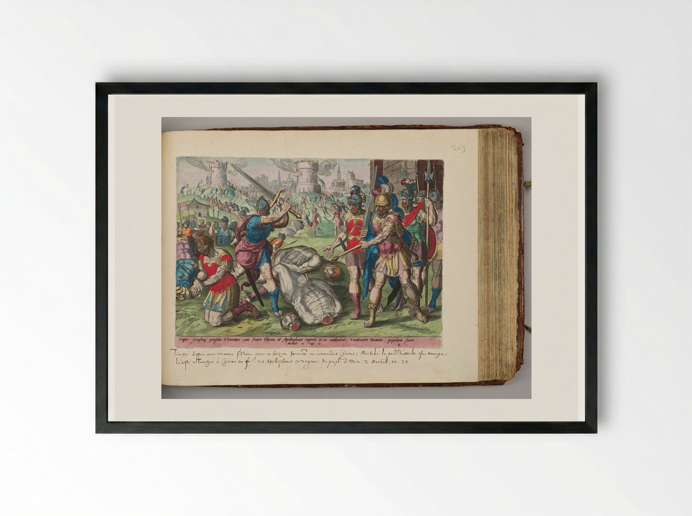 The Death of Timotheus, Chaereas, and Apollophanes - Johannes Wierix - Framed Print Black