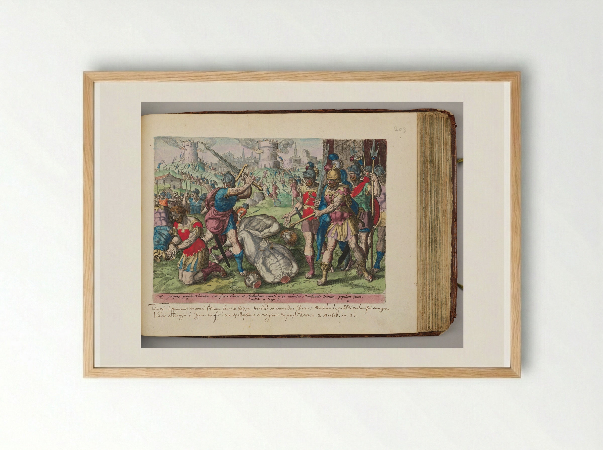 The Death of Timotheus, Chaereas, and Apollophanes - Johannes Wierix - Framed Print Wood