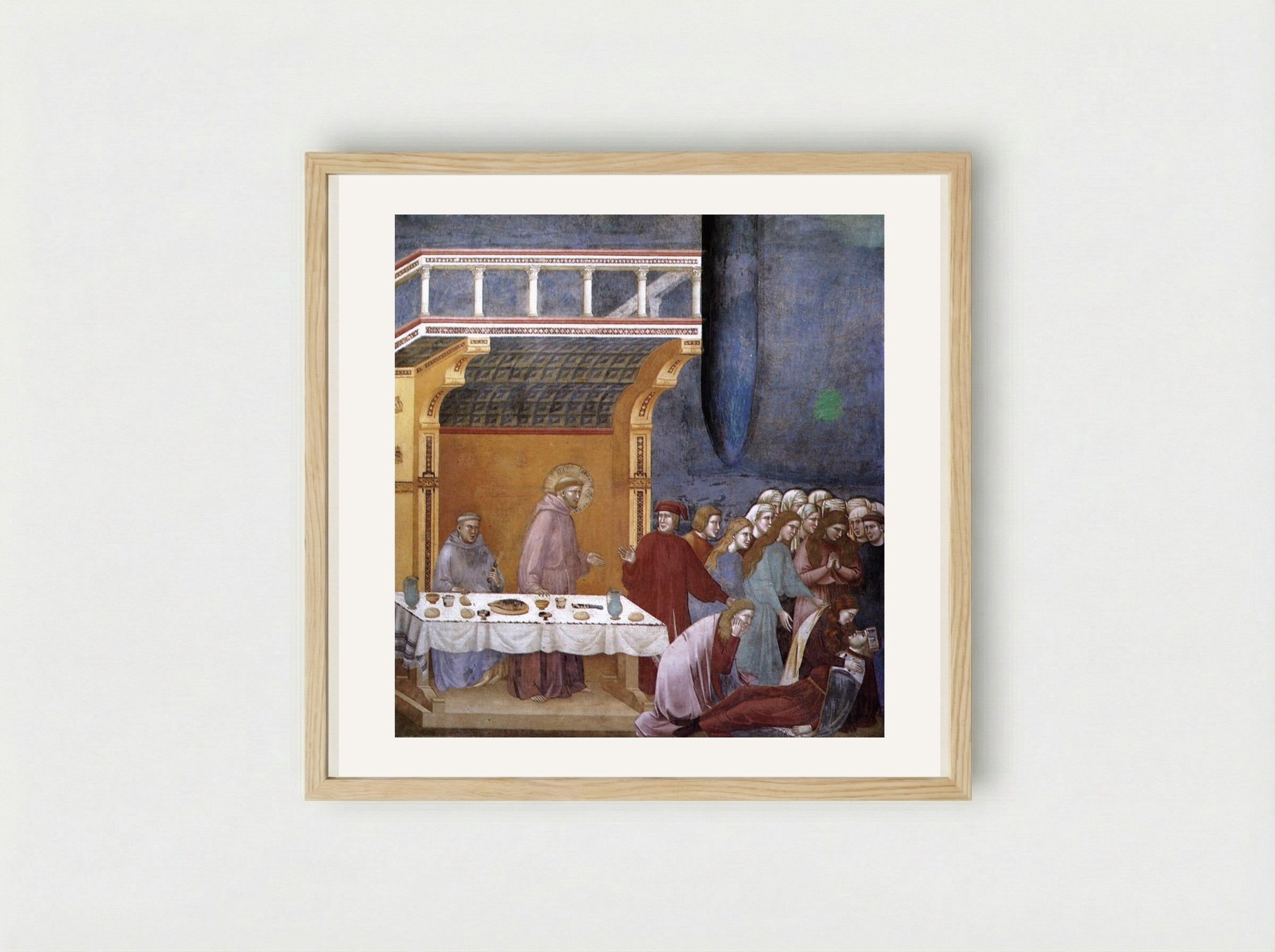 The Death of the Knight of Celano - Giotto di Bondone - Framed Print Wood