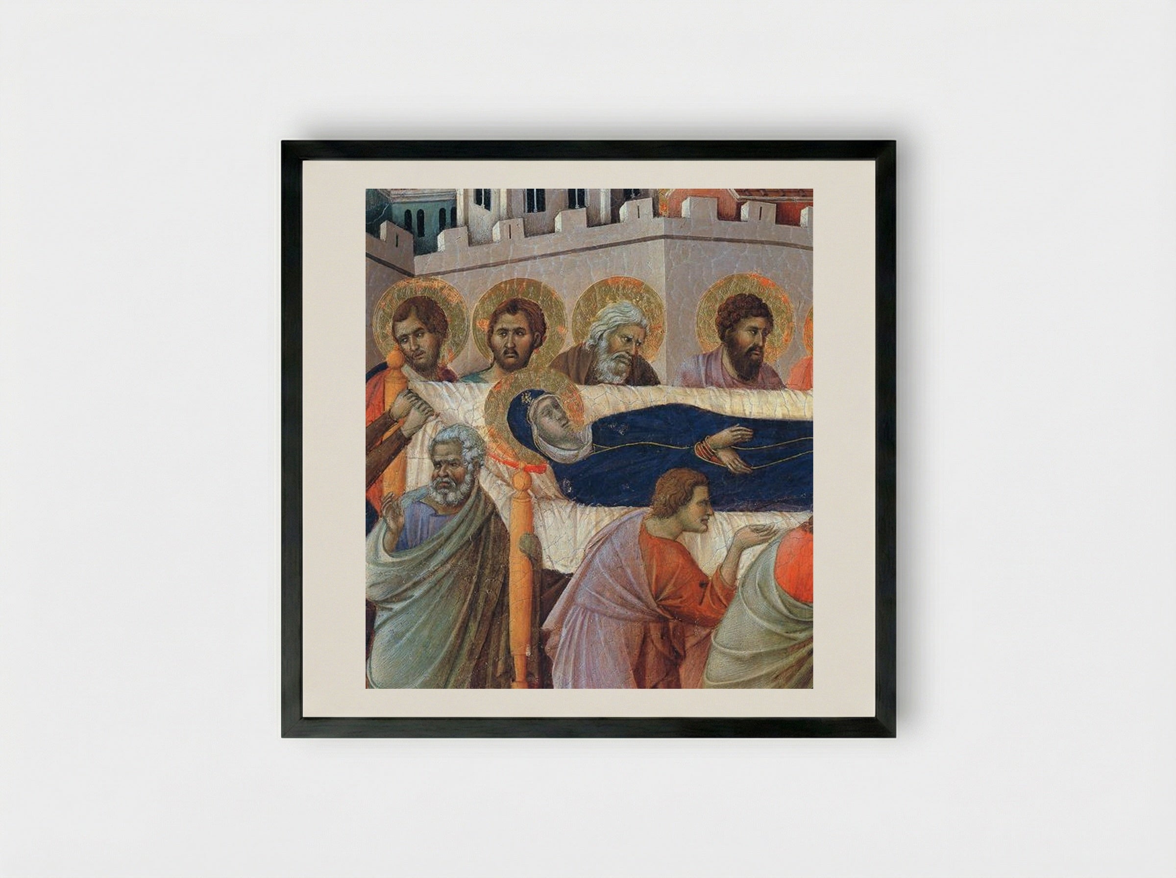 The Death of the Virgin - Duccio di Buoninsegna - Framed Print Black