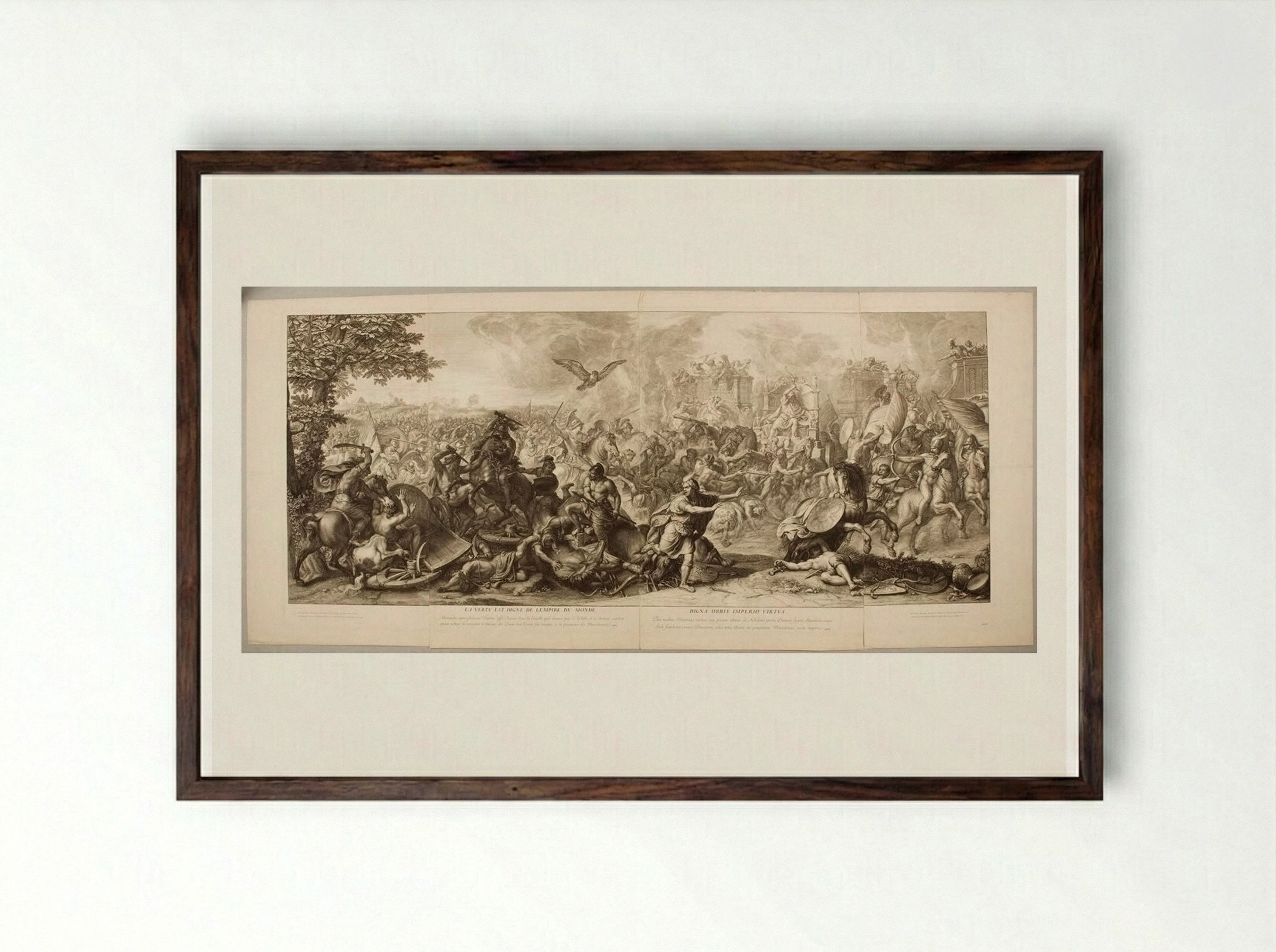 The Defeat of Darius at Arbela - Gérard Audran - Framed Print Dark Wood