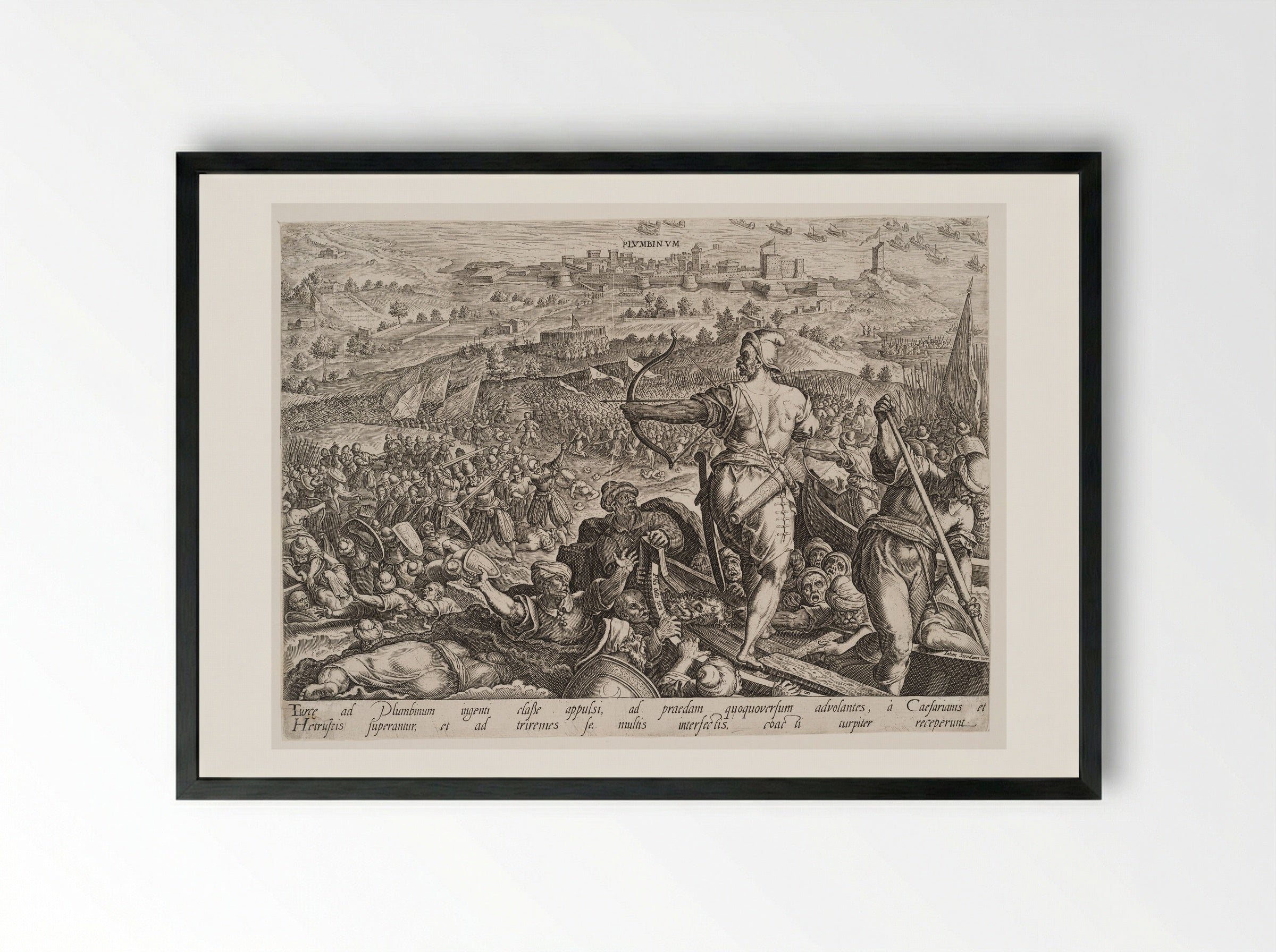The Defeat of the Turks at Plumbinum - Philips Galle - Framed Print Black