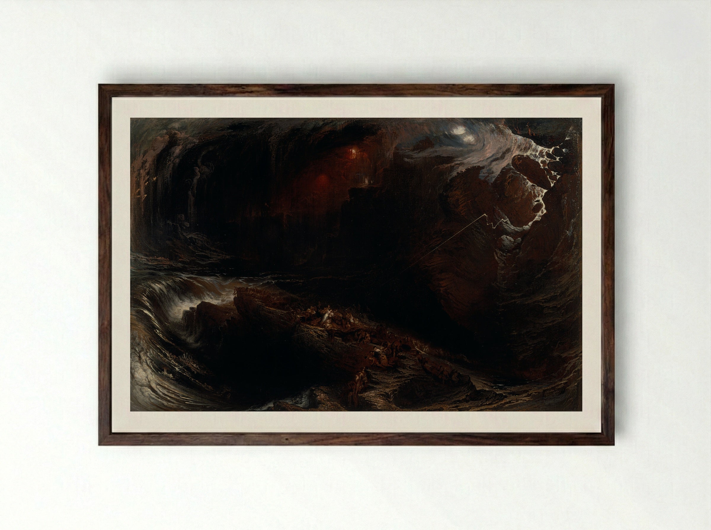 The Deluge - John Martin - Framed Print Dark Wood